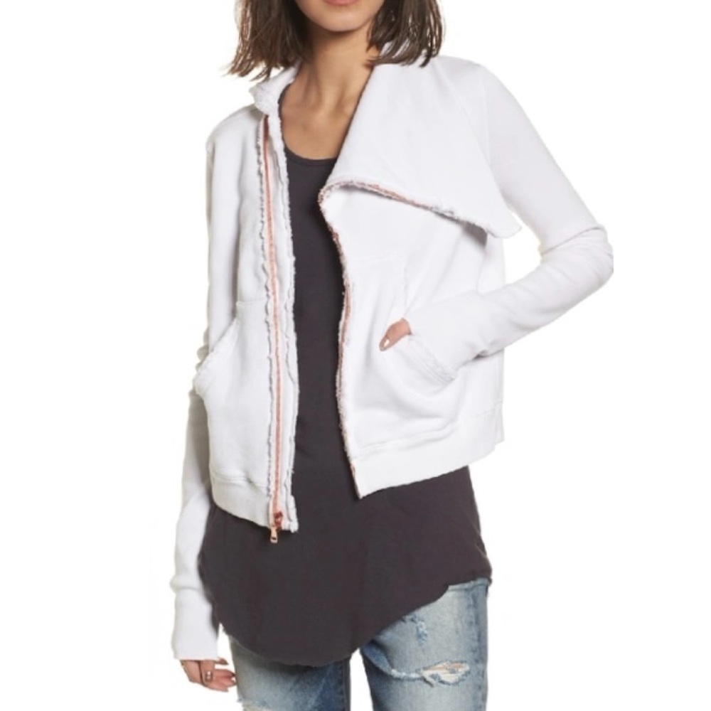 Frank & Eileen Tee Lab Asymmetrical Zip Sweatshirt Moto Funnel Neck Size Large